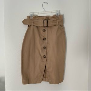 H&M Tan midi skirt